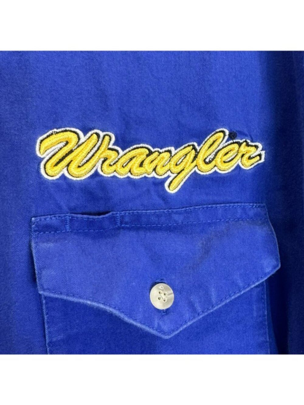 Vintage Wrangler Western Shirt Mens XXL 2XL Blue Yellow Embroidered Cowboy Rodeo - Picture 3 of 6